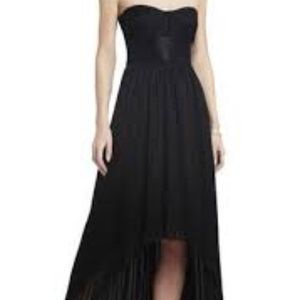 NEW BCBG Black Silk High-Low Gown with Sash